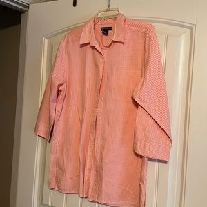 Pink/peachy and white gingham shirt